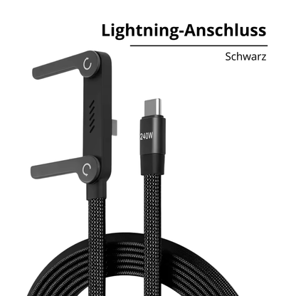 240W USB-C auf USB-C Kabel (1,5m) – Schnellladekabel mit innovativem Handy-Ständer & 180° Winkelstecker